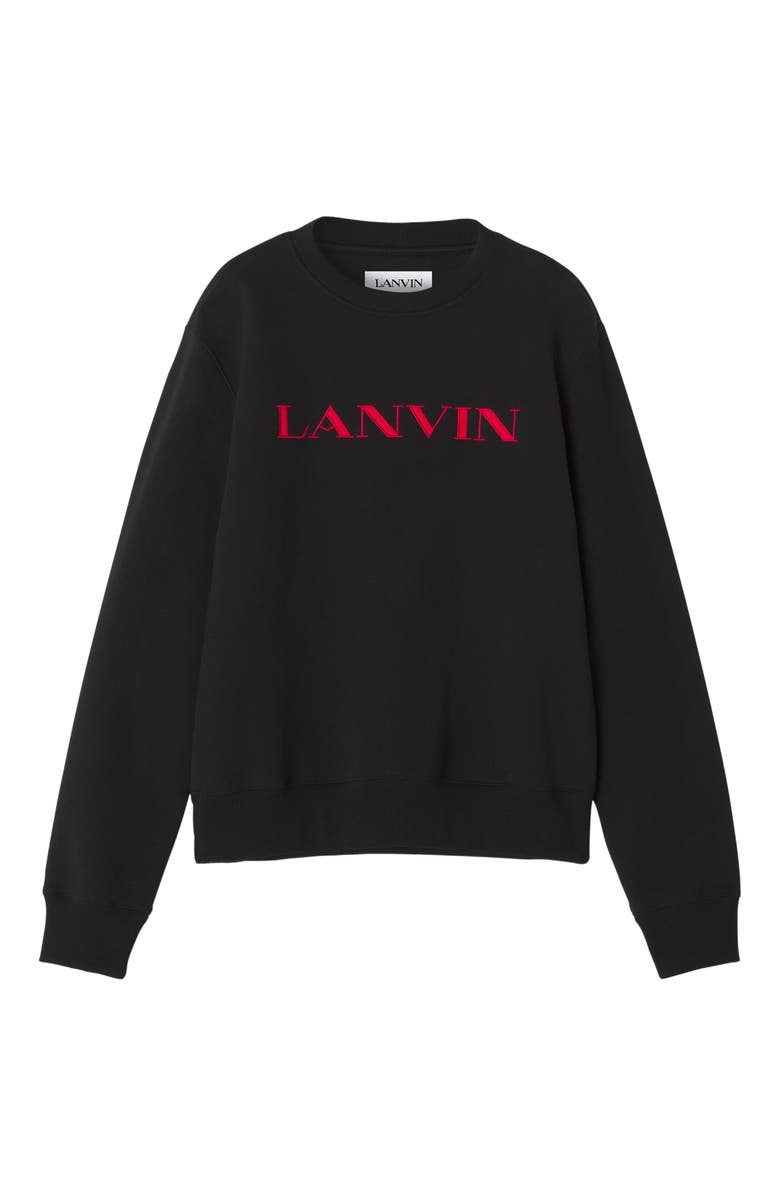 Lanvin Embroidered Cotton Sweatshirt, Alternate, color, Black