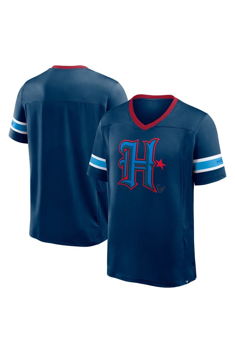 Men's Fanatics Navy Houston Texans Redzone Hashmark V-Neck T-Shirt, Main, color, Navy