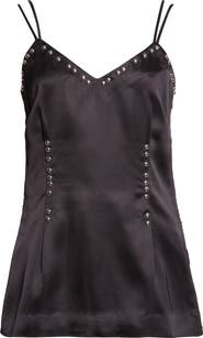 Wales Bonner Iris Studded Frayed Satin Camisole