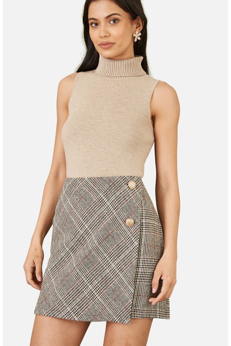 Knitted Roll Neck Sleeveless Jumper, Alternate, color, Oatmeal