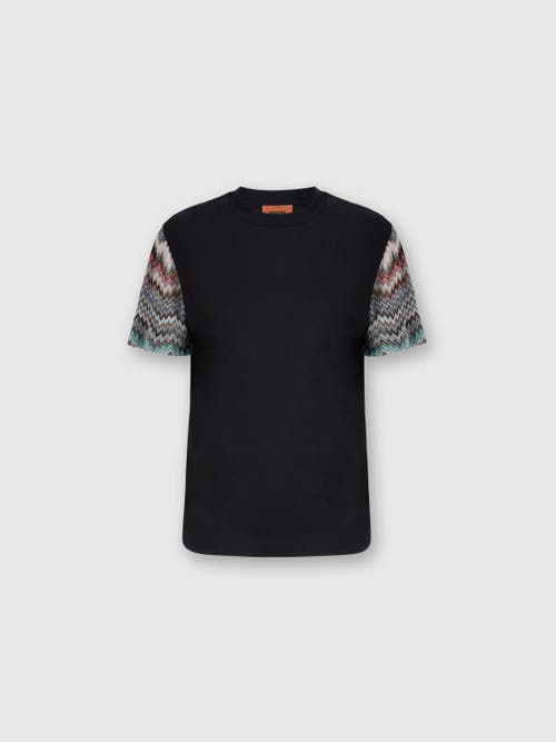Missoni Short Sleeve T-shirt With Snake Pattern Insert In Black