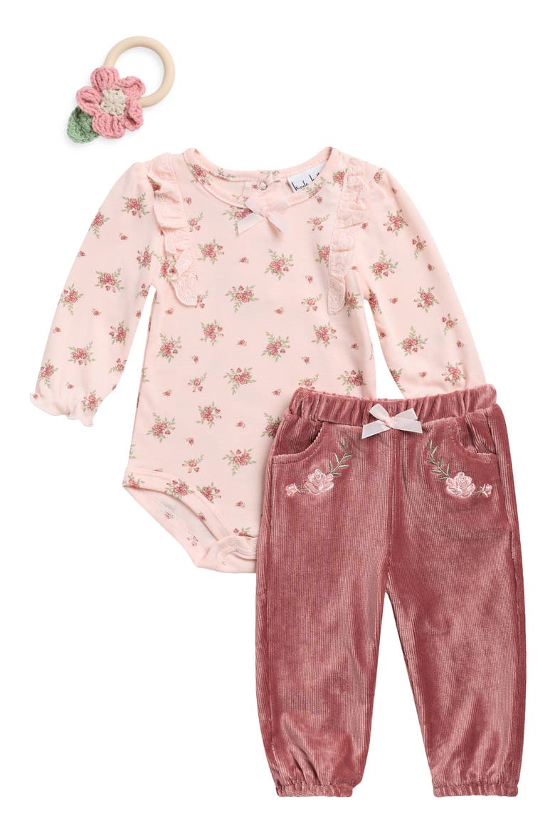 Kids' Bodysuit and Corduroy Pants Set, Main, color, WITHERED ROSE