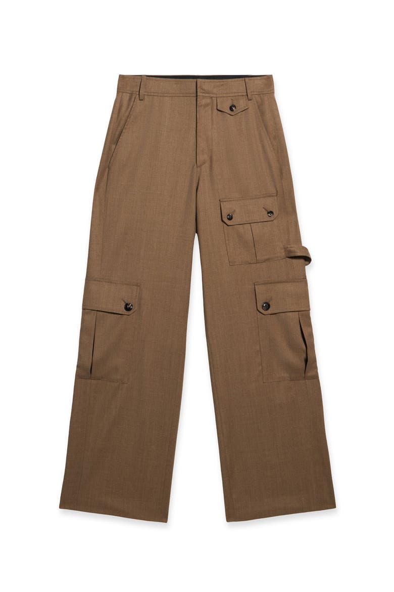 Jayda Military Cargo Wool Fresco Trousers, Main, color, BEIGE