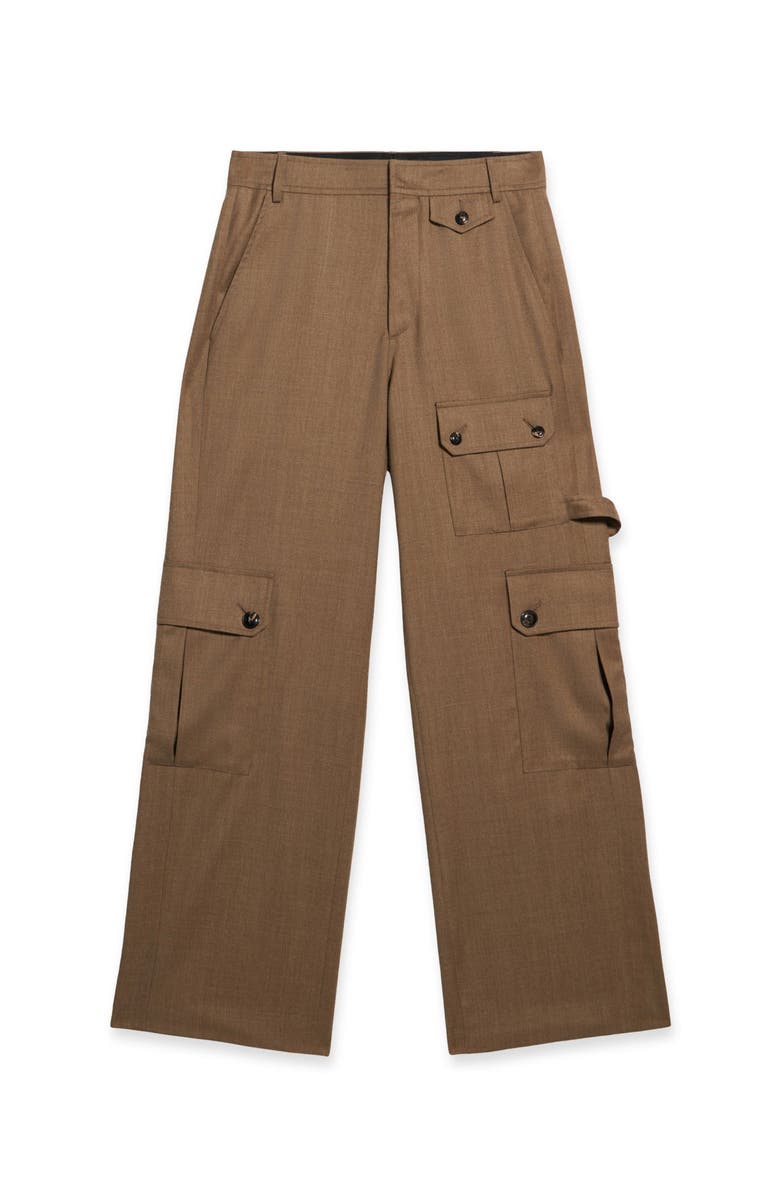 Fortela Jayda Military Cargo Wool Fresco Trousers, Main, color, Beige