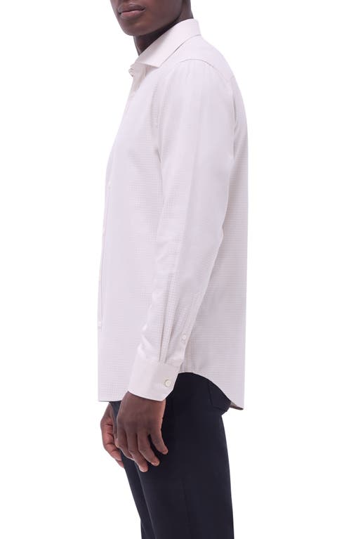 Bugatchi Axel Shaped Fit Jacquard Button-up Shirt In Almond