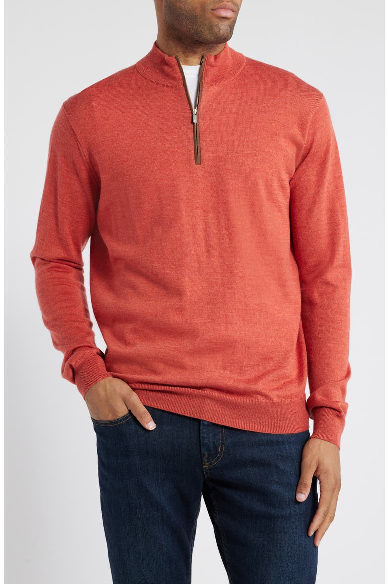 Autumn Crest Wool Blend Quarter Zip Sweater, Main, color, BURNT ORANGE