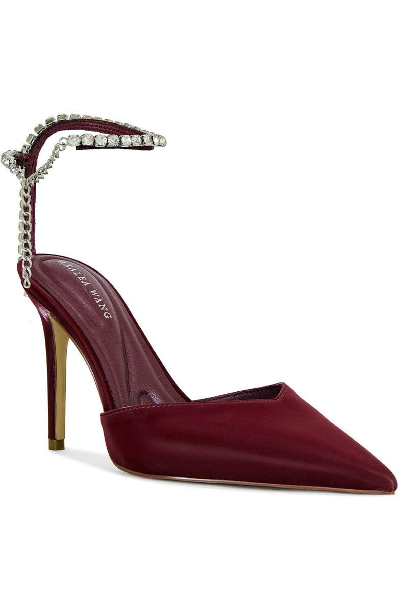 AZALEA WANG Rabrindra Ankle Strap Pointed Toe Pump, Main, color, Burgundy