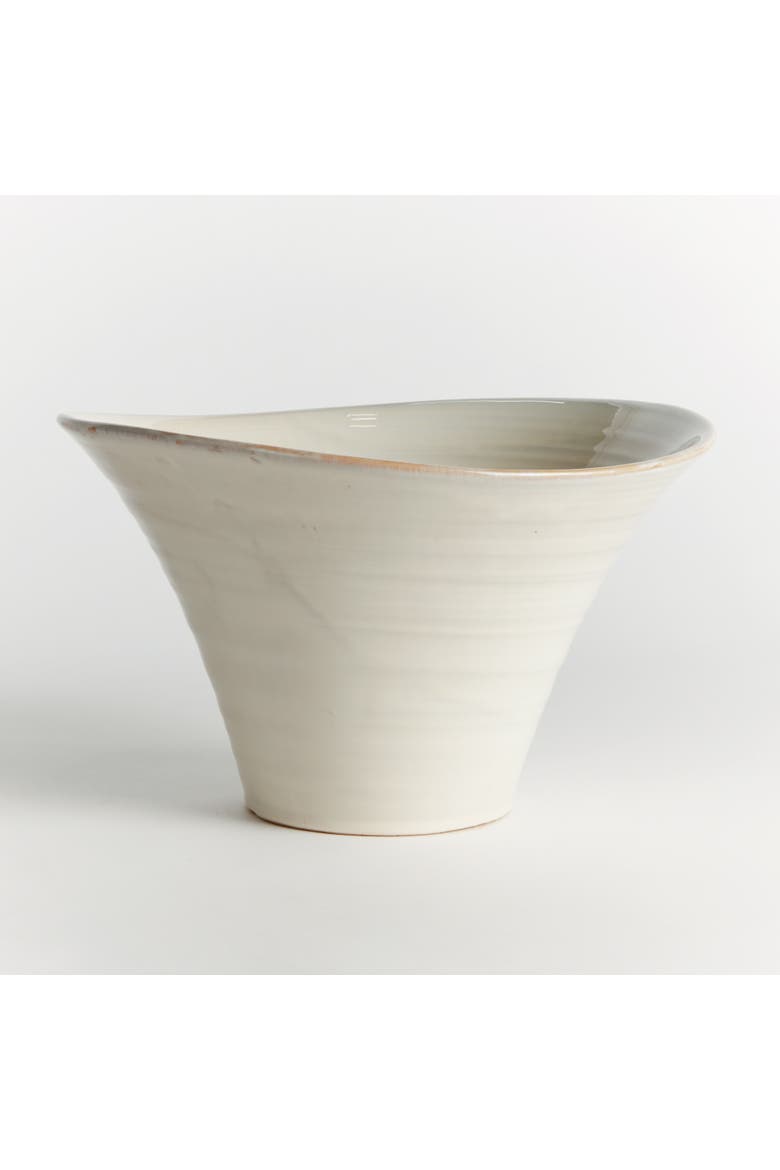 Cotes Pot Large - White Stoneware Planter w/ Drain Hole, Alternate, color, White