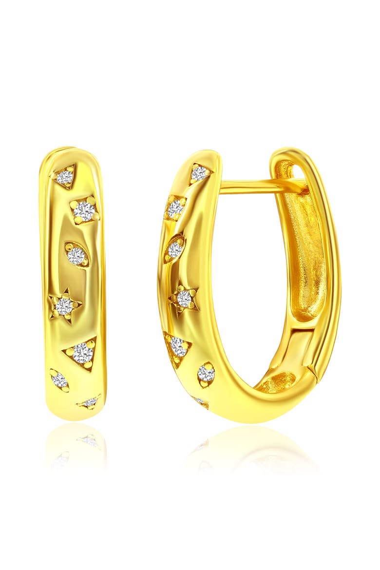 Set Of 3 Sterling Silver Crystal Hoop Earrings, Alternate, color, Gold