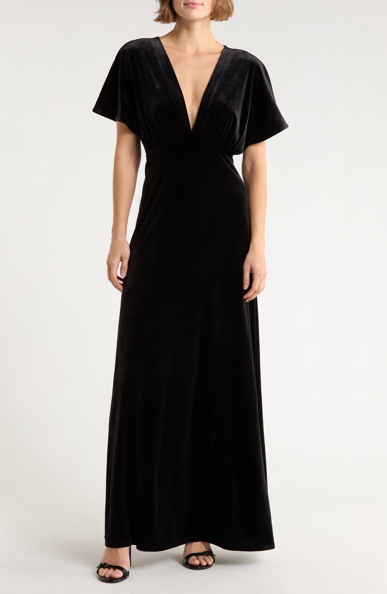 Love By Design Paige Velvet Maxi Dress, Main, color, Black