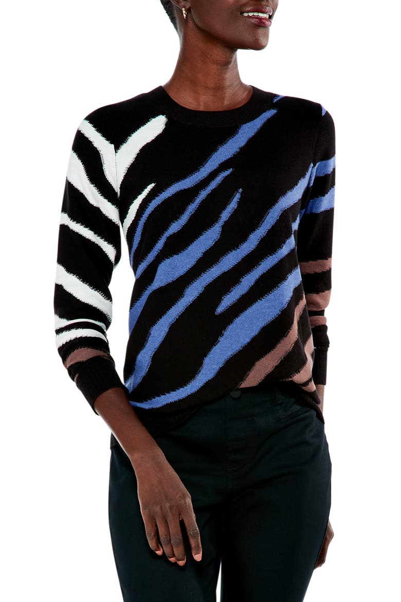Falling Stripes Sweater, Main, color, BLACK MULTI