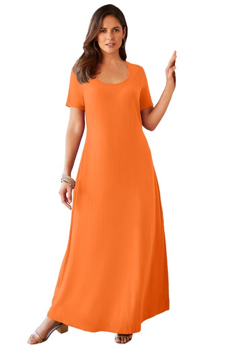 Stretch Cotton T-Shirt Maxi Dress (Plus) (Petite Available)