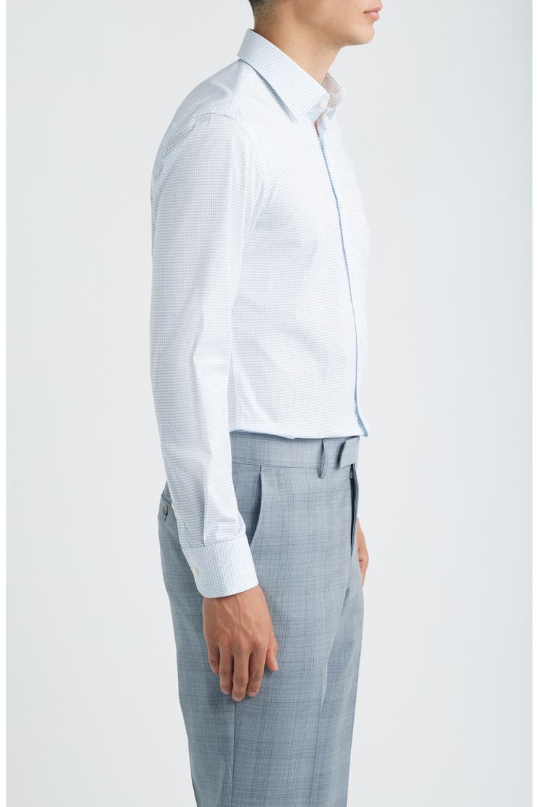 Hank Kent Slim Fit Stretch Cotton Dress Shirt, Alternate, color, WHITE W/ LIGHT BLUE
