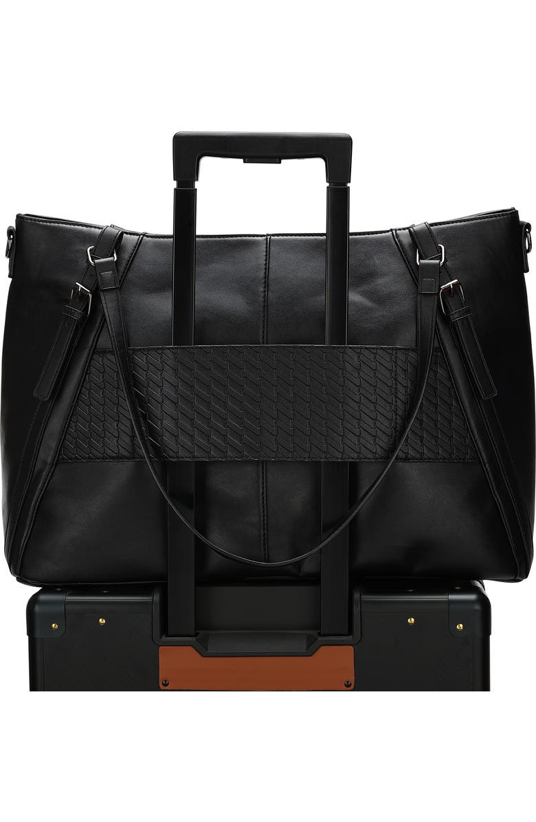 ELLE Leisure Luxe 33L Vegan Leather Weekender Duffel Bag, Alternate, color, Black