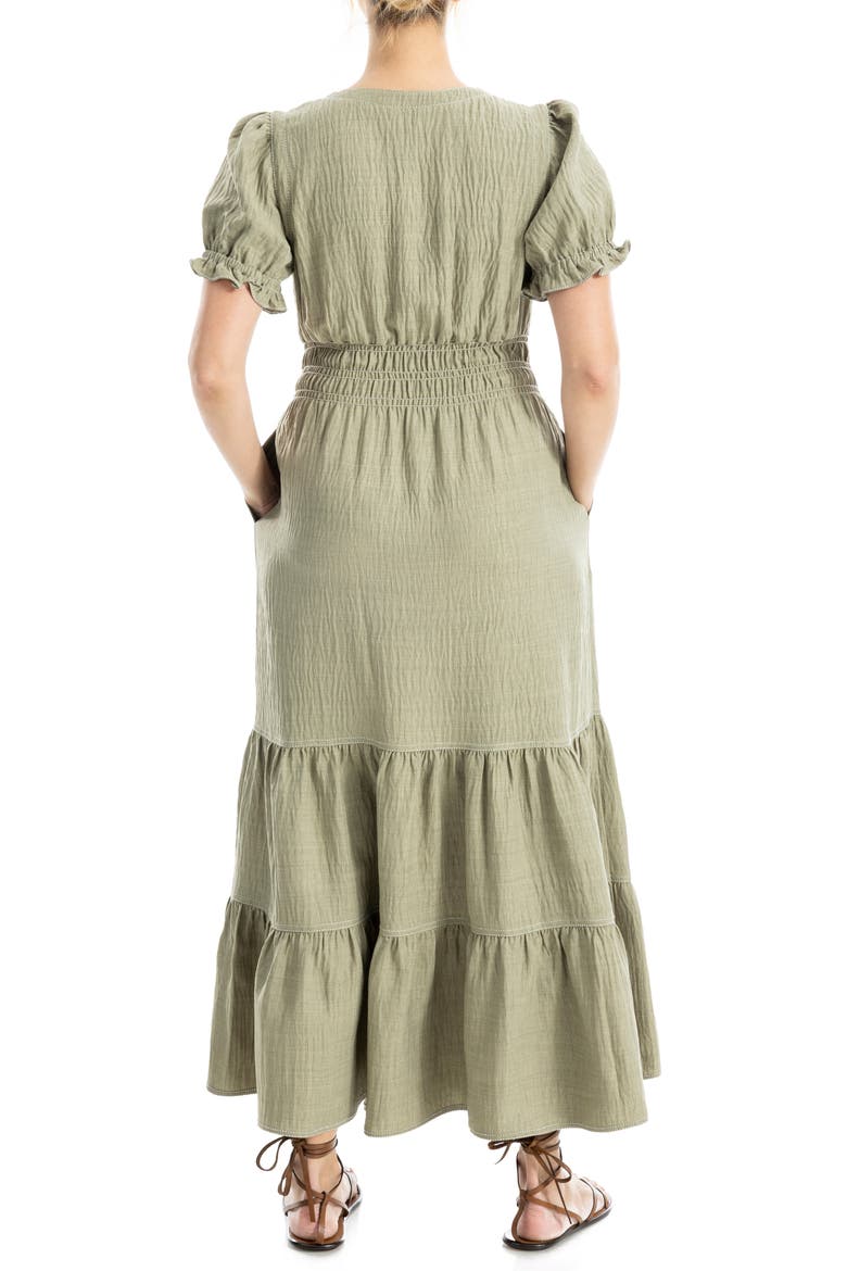 Tiered Crepe Maxi Dress, Alternate, color, GREY/ SAGE