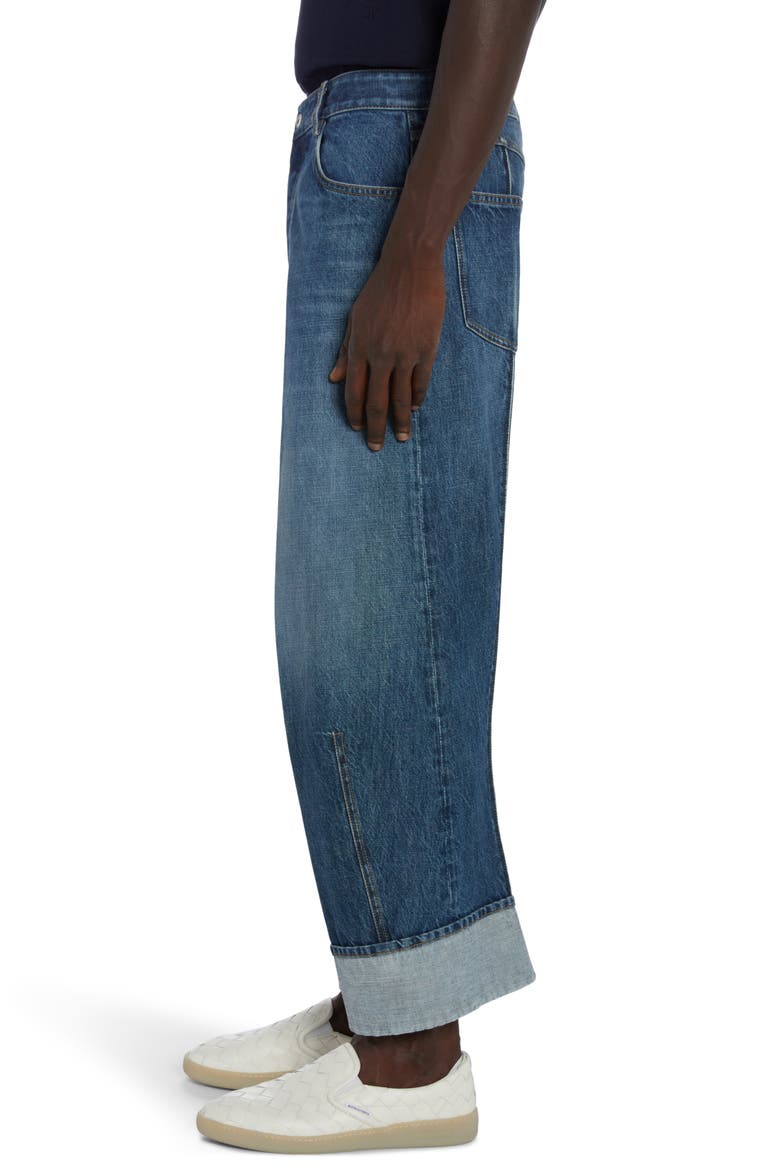 Curved Nonstretch Denim Jeans, Alternate, color, MID BLUE