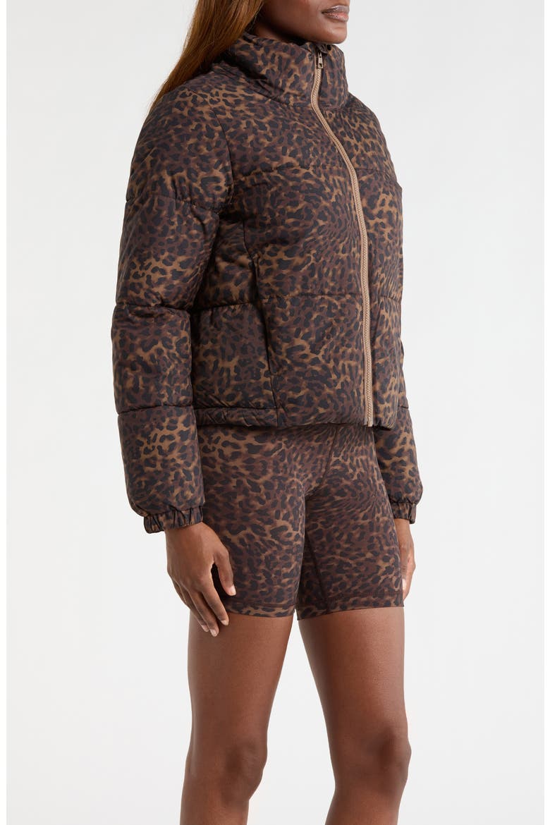 Water Resistant Leopard Print Puffer Jacket, Alternate, color, CARIBOU LEOPARD