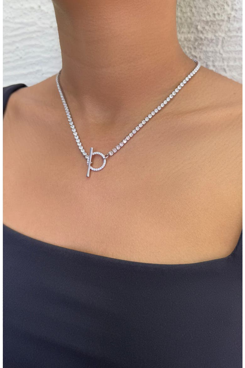 Crystal Toggle Tennis Necklace, Alternate, color, SILVER