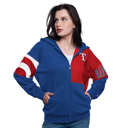 Starter Royal/red Texas Rangers Curve Ball Full Zip Hoodie Sweatshirt