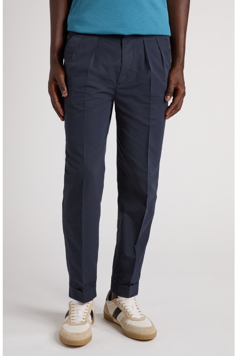 Pleated Cotton Gabardine Chinos, Main, color, HB906 MIDNIGHT NAVY