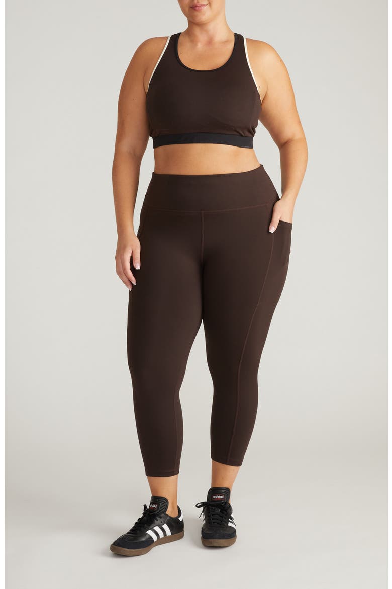 Next to Naked Crop Pocket Leggings, Alternate, color, DARKEST BROWN