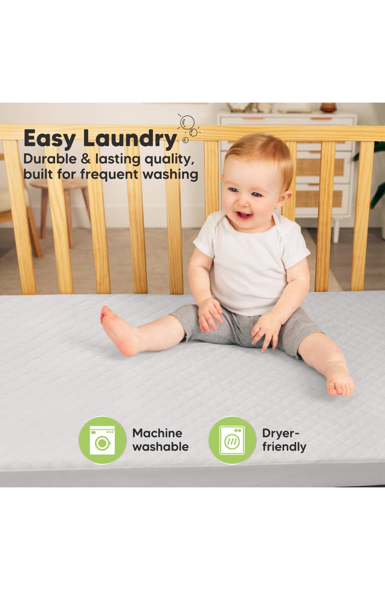 KeaBabies 2-Pack Mavy Protect+ Waterproof Crib Mattress Protector, Alternate, color, Pearl Gray
