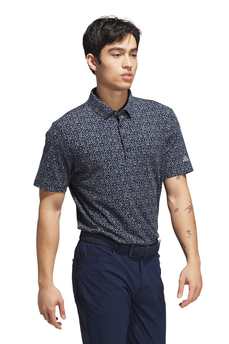 Micro Geometric Polo, Alternate, color, COLLEGIATE NAVY/ GREY HEATHER