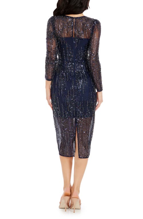 Dress The Population Sophia Midi Dress In Midnight Blue Multi