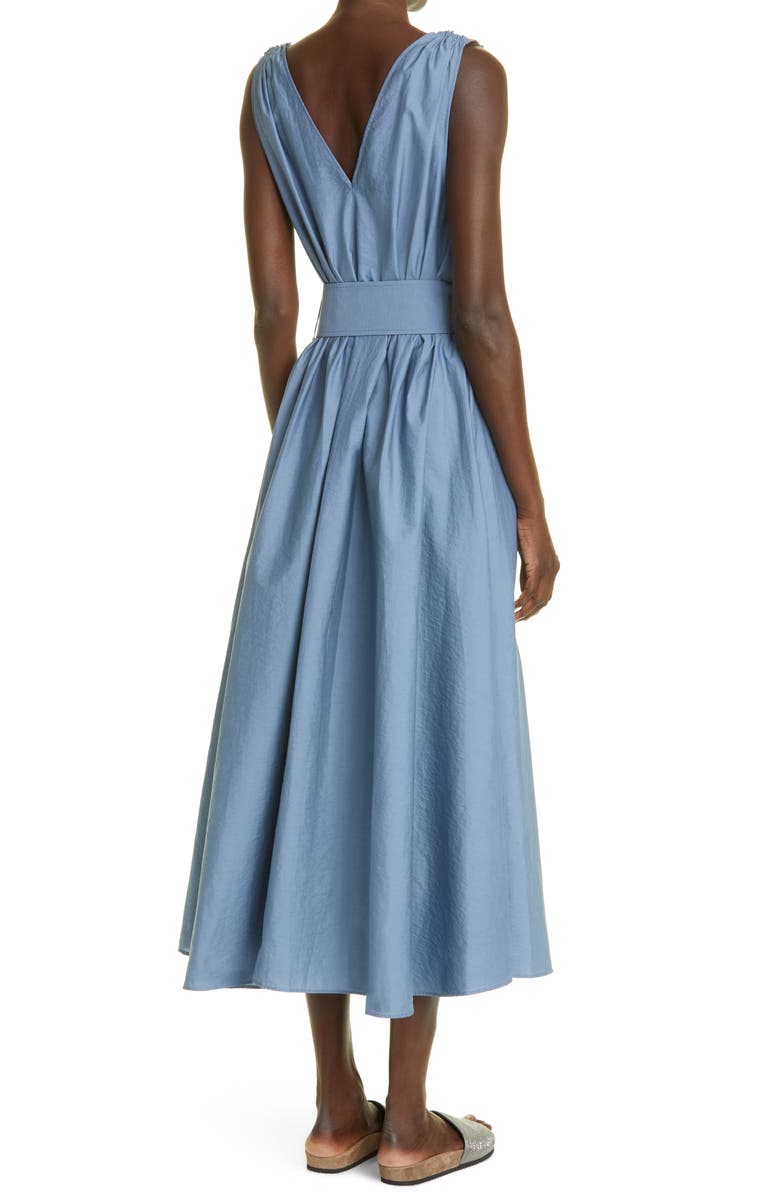 Brunello Cucinelli Belted Techno Poplin Midi Dress, Alternate, color, 
