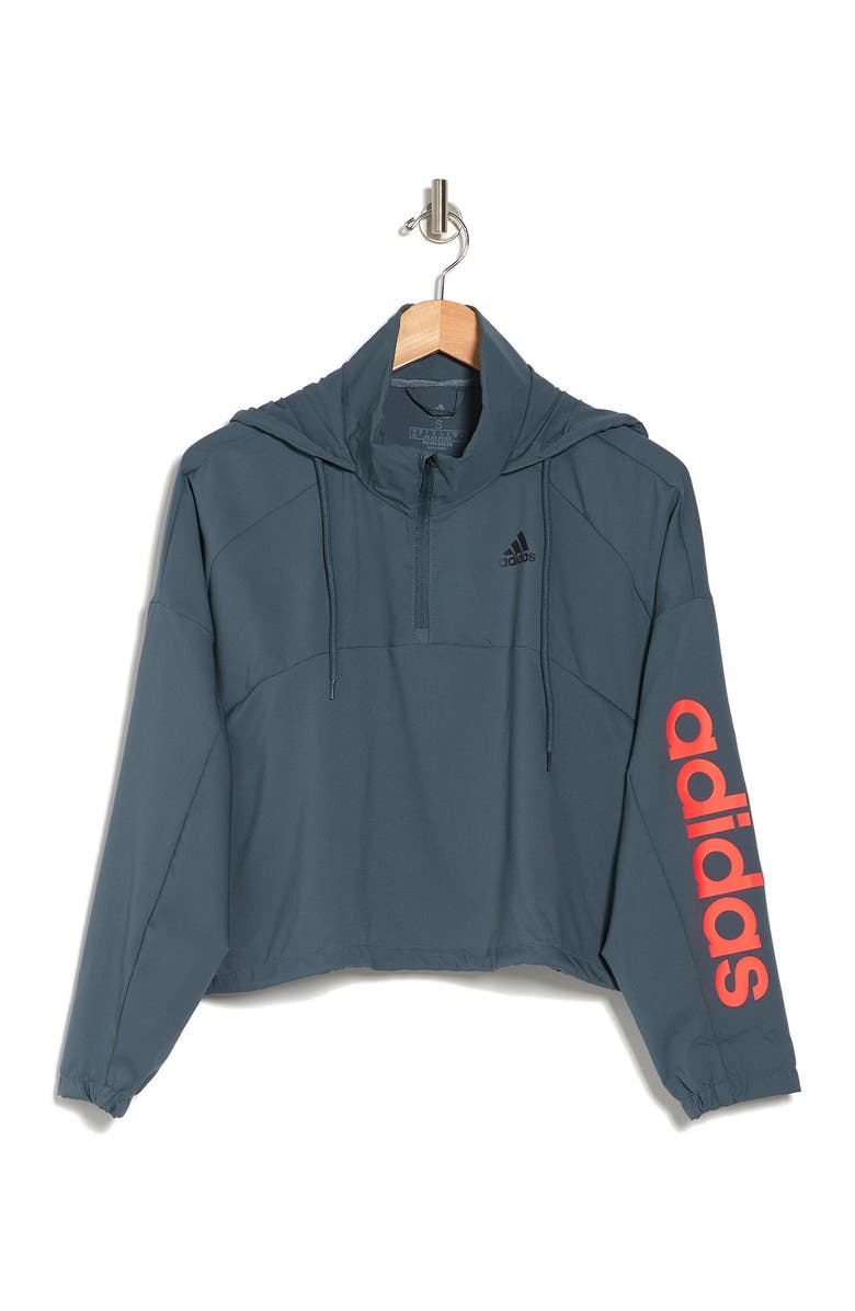 adidas Cropped 3/4 Zip Hoodie, Alternate, color, 