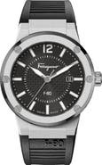 FERRAGAMO Men's F-80 Silicone Strap Watch, 44mm