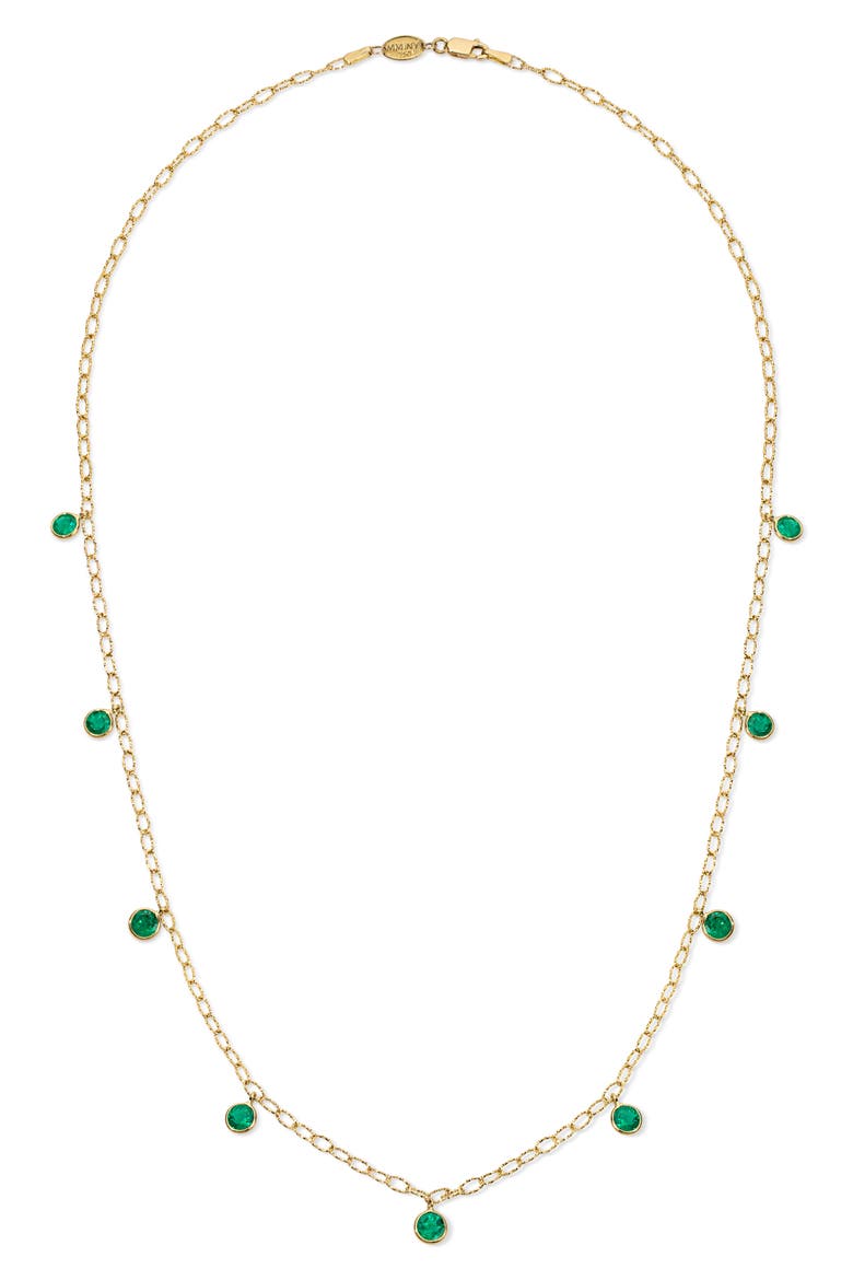 Icon Colombian Emerald Drop Tinsel Necklace, Main, color, 18K YELLOW GOLD