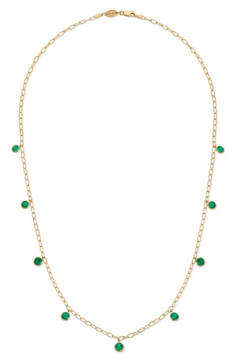 Icon Colombian Emerald Drop Tinsel Necklace