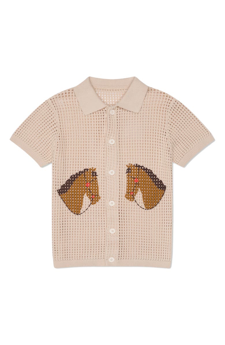 MAVRANS Western Crochet Short Sleeve Cardigan, Main, color, 