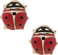 Mignonette 14k Gold & Enamel Ladybug Earrings
