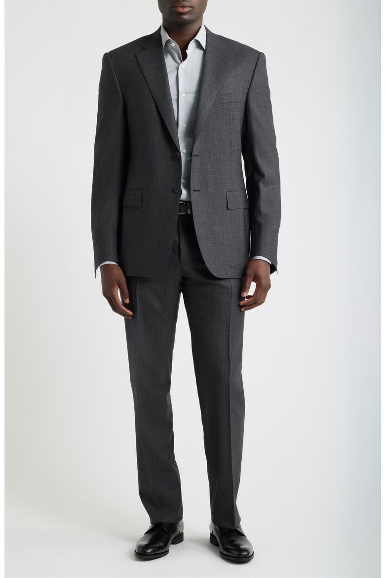 Siena Regular Fit Shadow Plaid Wool Suit, Main, color, CHARCOAL