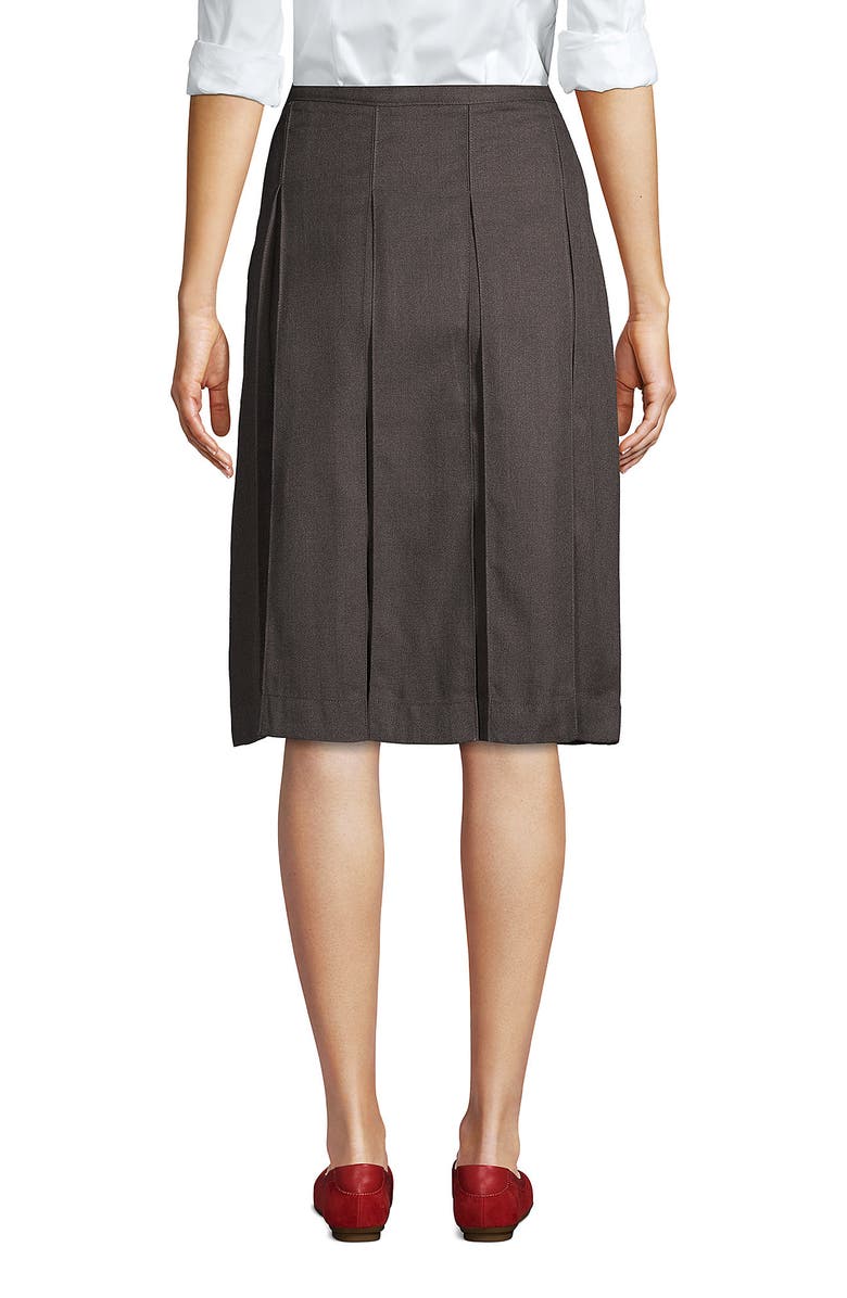 Lands' End School Uniform  Solid Box Pleat Skirt Below the Knee, Alternate, color, Gray