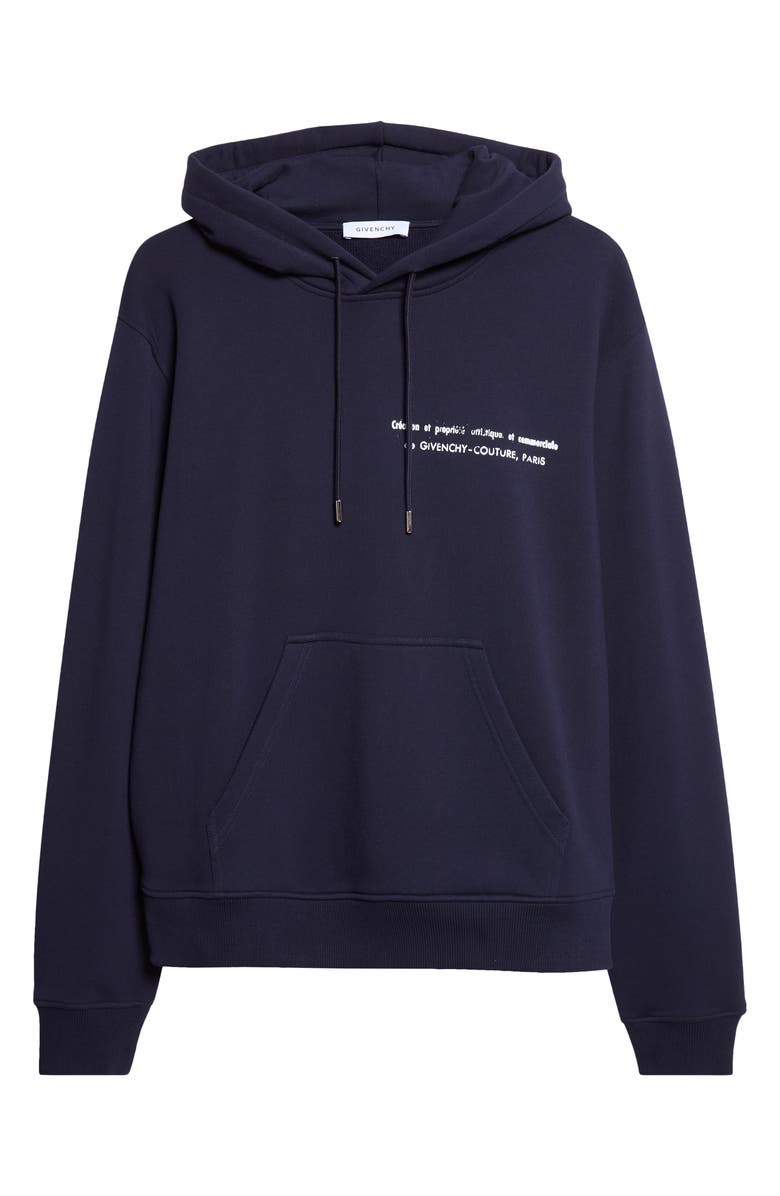 Givenchy Couture Seam Regular Fit Cotton Fleece Hoodie, Main, color, Night Blue