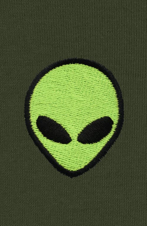 Dalix Alien Cropped Fleece Hoodie In Military Green
