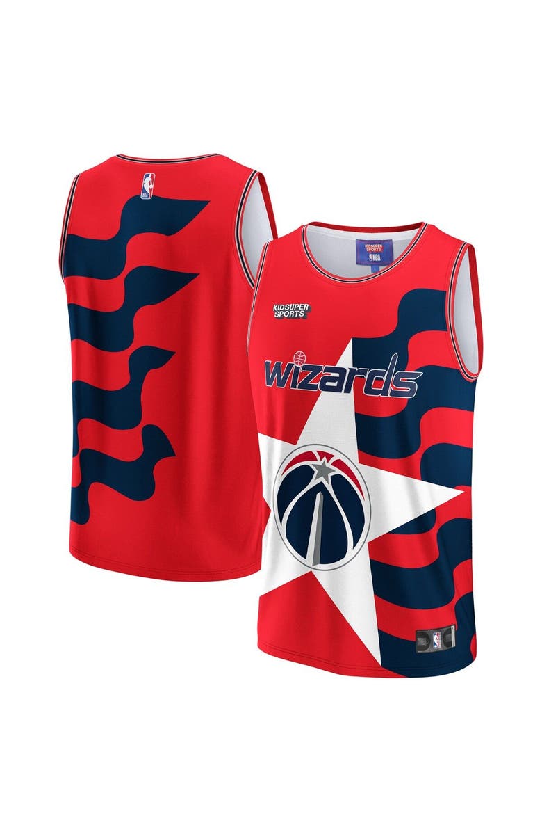 NBA X KIDSUPER Unisex NBA & KidSuper Studios by Fanatics Red Washington Wizards Hometown Jersey, Main, color, Red