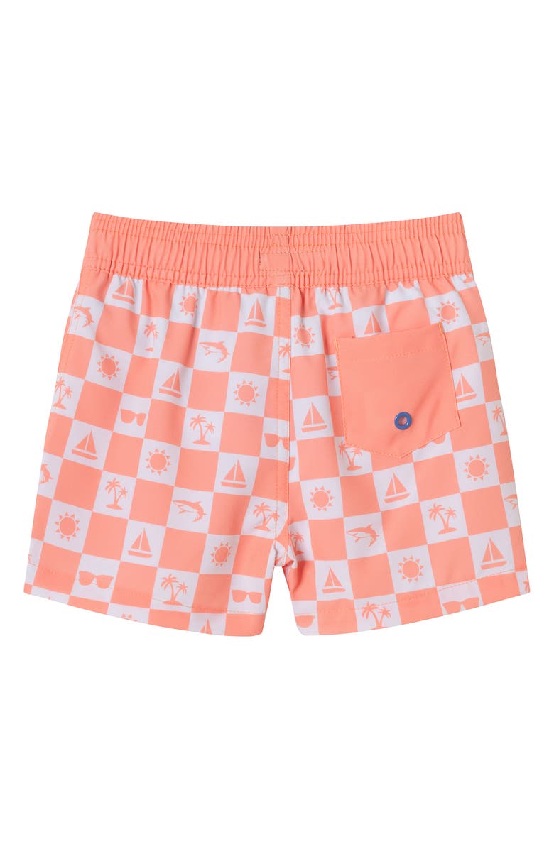 Andy & Evan Kids' Print Swim Trunks, Alternate, color, Orange Check