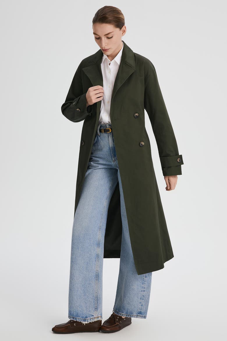 Maxi Oversized Trench Coat, Alternate, color, Olive