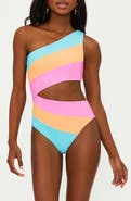 Beach Riot Joyce Stripe Cutout One-Shoulder One-Piece Swimsuit
