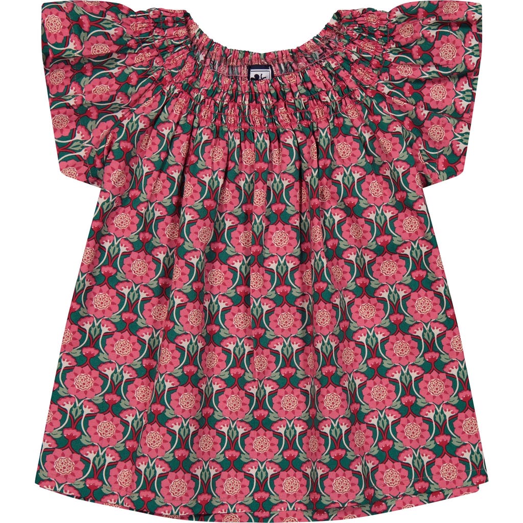 Busy Bees Molly Smocked Flutter Sleeve Top Pink Lotus In Pink Lotus