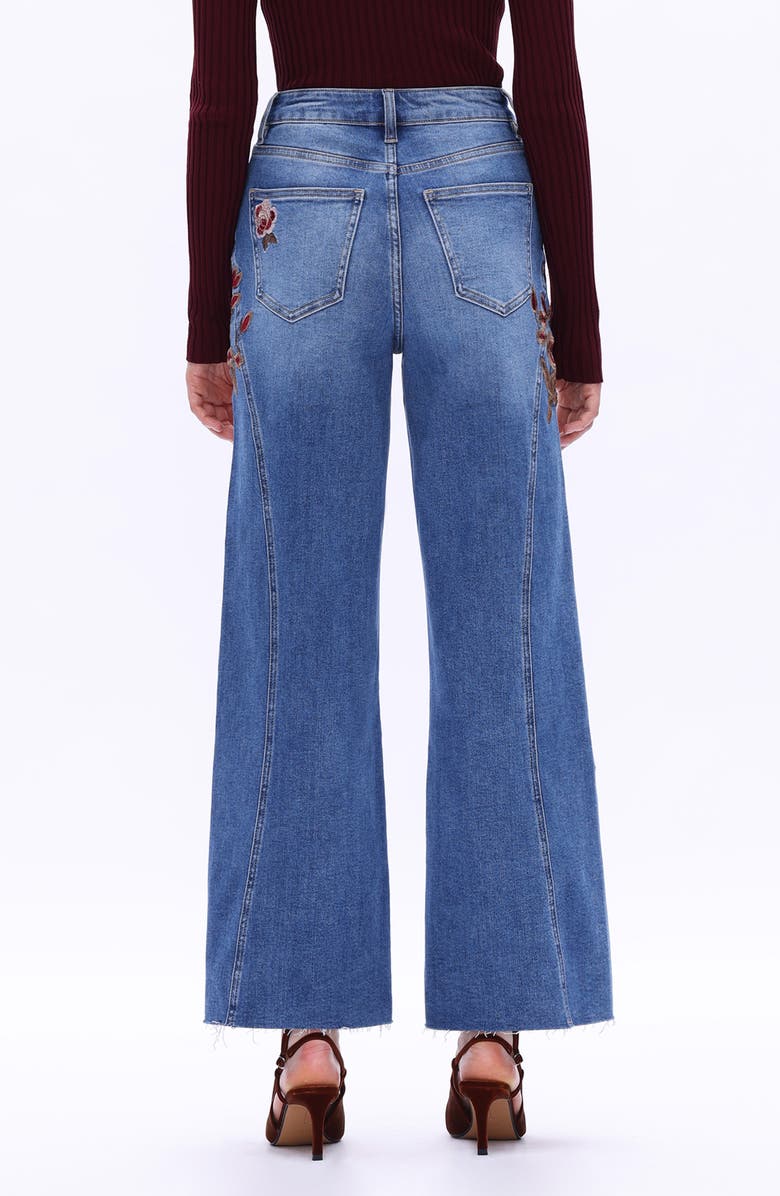 Bayeas Floral Embroidered High Waist Wide Leg Jeans, Alternate, color, Medium Blue