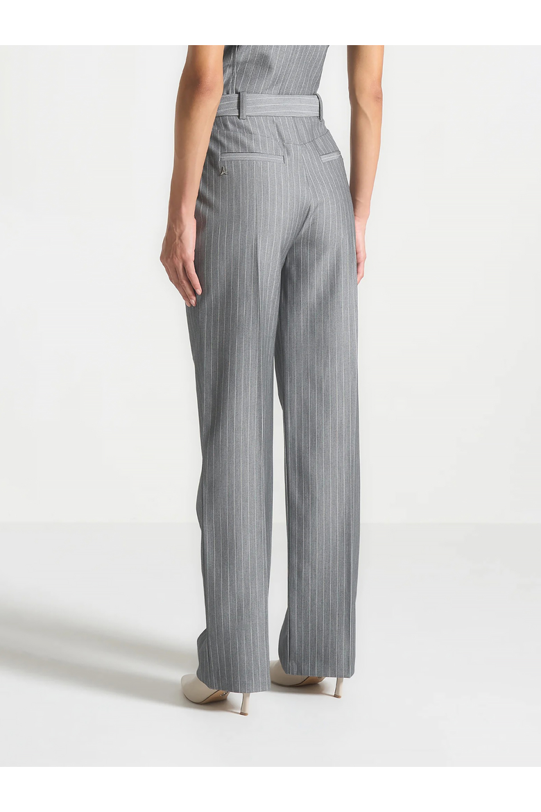 Julie Pinstripe Twin Pleat Tailored Trousers, Alternate, color, Grey