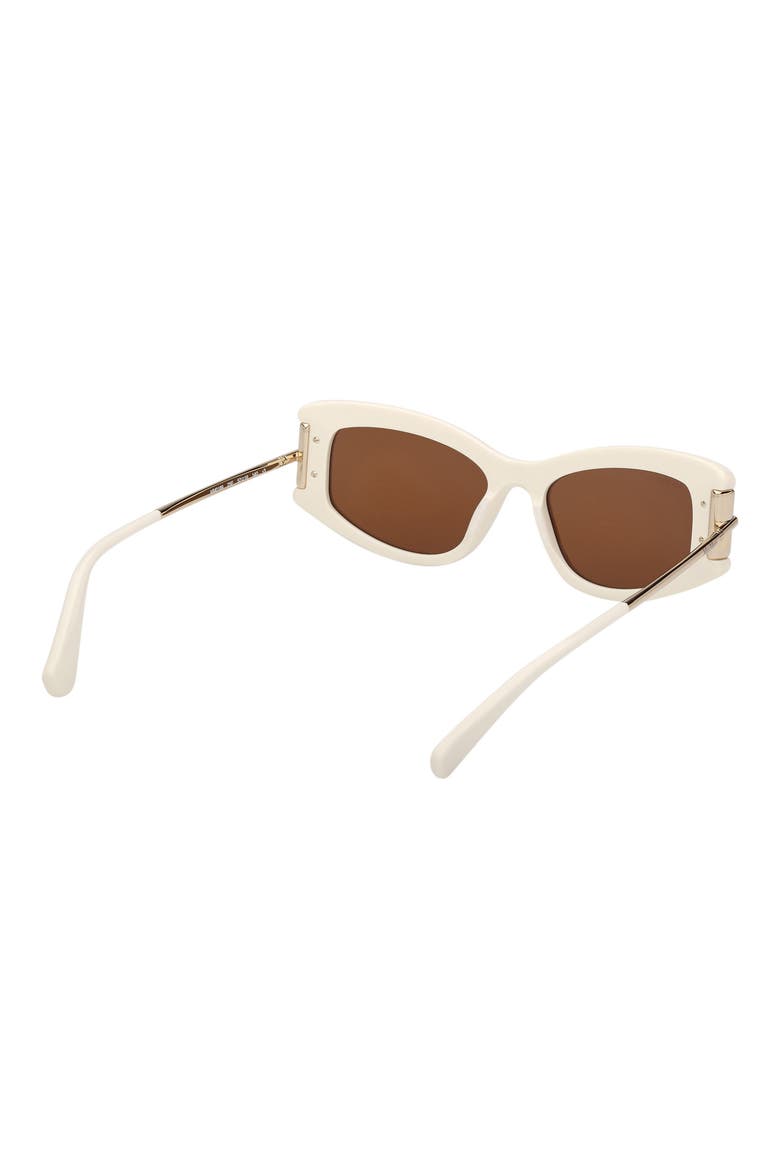 52mm Cat Eye Sunglasses, Alternate, color, SHINY WHITE PALE GOLD / BROWN