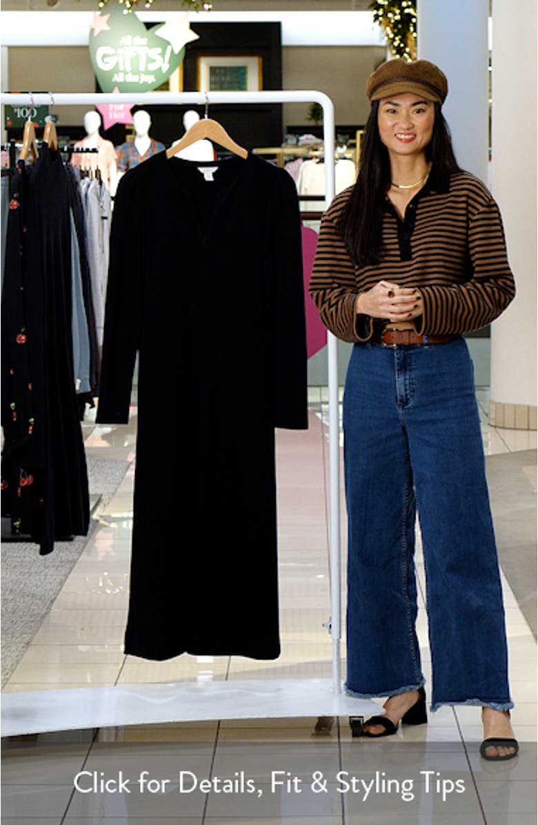 Half-Zip Long Sleeve Ponte Midi Dress, sales video thumbnail