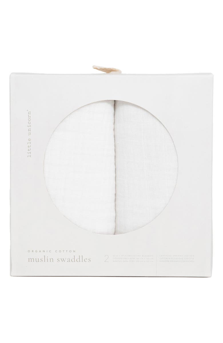 little unicorn 2-Pack Organic Cotton Muslin Swaddle Blanket, Alternate, color, White