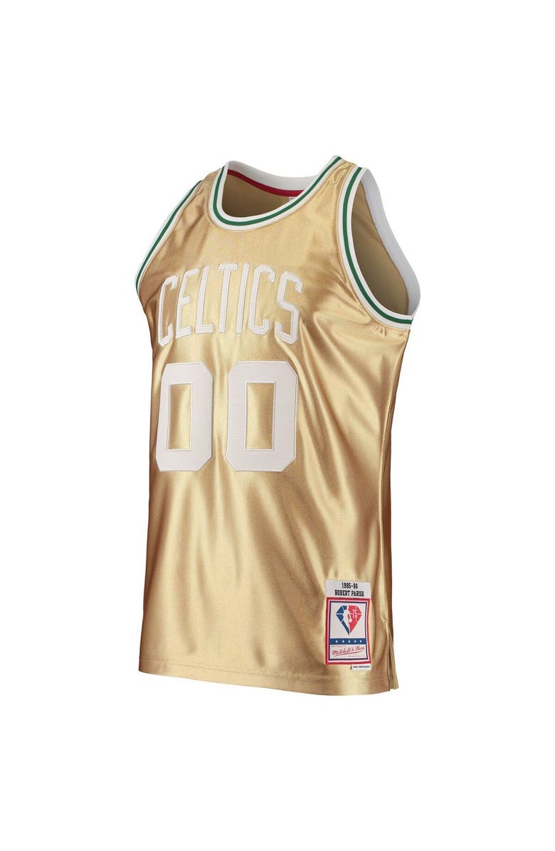 Mitchell & Ness Men's Mitchell & Ness Robert Parish Gold Boston Celtics 75th Anniversary 1985-86 Hardwood Classics Swingman Jersey, Alternate, color, 